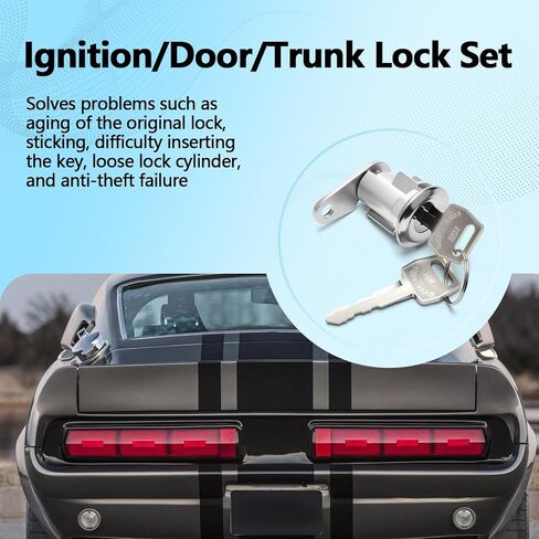 Ignition/Door/Trunk Lock Set Compatible with Ford Mustang 1967 1968 1969 Replaces C7AZ-6222050-MK in Kuwait