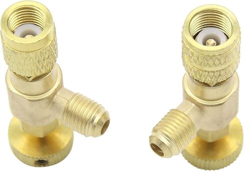 صمام شحن غاز التبريد R12 R410، صمام شحن غاز التبريد R12 R22 1/4 بوصة ذكر إلى 1/4 بوصة أنثى، R410 1/4 بوصة ذكر إلى 5/16 بوصة أنثى، صمام كروي للتحكم في تدفق محول الأمان السائل in Kuwait