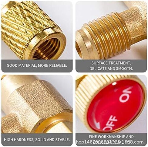 صمام شحن غاز التبريد R12 R410، صمام شحن غاز التبريد R12 R22 1/4 بوصة ذكر إلى 1/4 بوصة أنثى، R410 1/4 بوصة ذكر إلى 5/16 بوصة أنثى، صمام كروي للتحكم في تدفق محول الأمان السائل in Kuwait