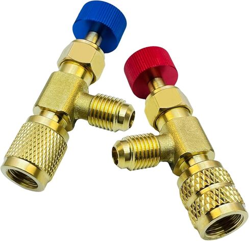 صمام شحن غاز التبريد R12 R410، صمام شحن غاز التبريد R12 R22 1/4 بوصة ذكر إلى 1/4 بوصة أنثى، R410 1/4 بوصة ذكر إلى 5/16 بوصة أنثى، صمام كروي للتحكم في تدفق محول الأمان السائل in Kuwait