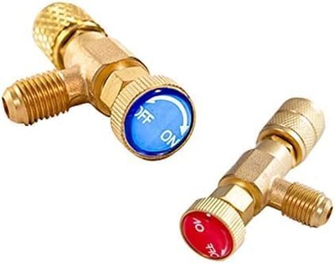 صمام شحن غاز التبريد R12 R410، صمام شحن غاز التبريد R12 R22 1/4 بوصة ذكر إلى 1/4 بوصة أنثى، R410 1/4 بوصة ذكر إلى 5/16 بوصة أنثى، صمام كروي للتحكم في تدفق محول الأمان السائل in Kuwait