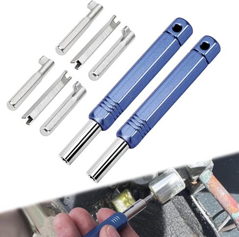 HVAC Locking Cap Tool, 4-in-1 Locking Cap Key 2pck for 【410A & R22 Refrigerant Safety Caps】, Hardened Steel Removal & Installation Tool with Handle for AC Refrigerant Valve Service in Kuwait