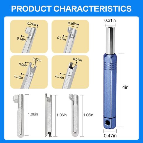 HVAC Locking Cap Tool, 4-in-1 Locking Cap Key 2pck for 【410A & R22 Refrigerant Safety Caps】, Hardened Steel Removal & Installation Tool with Handle for AC Refrigerant Valve Service in Kuwait