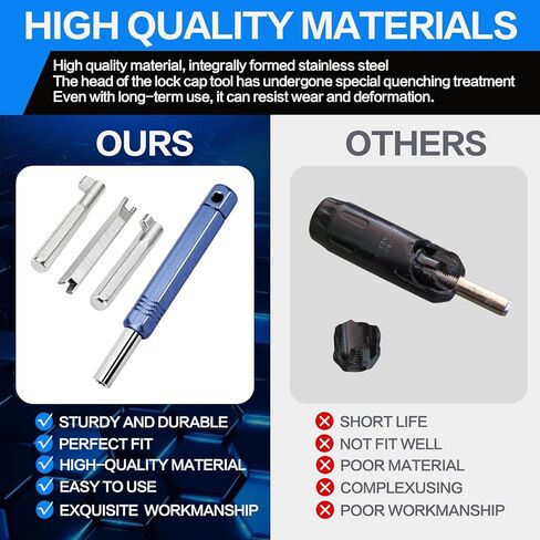 HVAC Locking Cap Tool, 4-in-1 Locking Cap Key 2pck for 【410A & R22 Refrigerant Safety Caps】, Hardened Steel Removal & Installation Tool with Handle for AC Refrigerant Valve Service in Kuwait