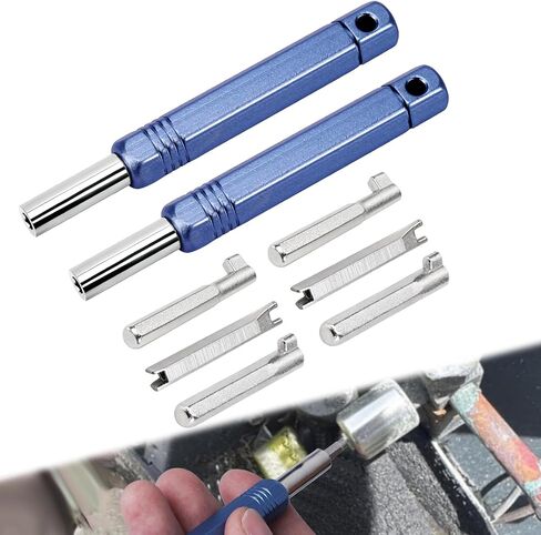HVAC Locking Cap Tool, 4-in-1 Locking Cap Key 2pck for 【410A & R22 Refrigerant Safety Caps】, Hardened Steel Removal & Installation Tool with Handle for AC Refrigerant Valve Service in Kuwait