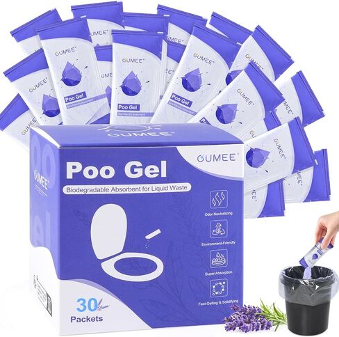OUMEE 30 Packets Poo Gel for Portable Toilet, Camping Toilet Powder for Potty Bags, Eco Absorbent Gel, Portable Toilet Gel Packets for Outdoor Recreation Camping Supplies in Saudi Arabia