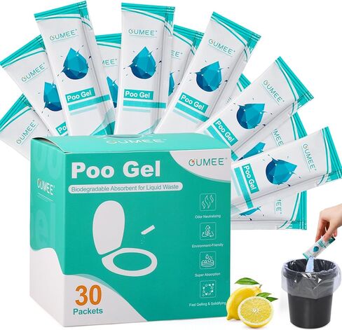 OUMEE 30 Packets Poo Gel for Portable Toilet, Camping Toilet Powder for Potty Bags, Eco Absorbent Gel, Portable Toilet Gel Packets for Outdoor Recreation Camping Supplies in Saudi Arabia