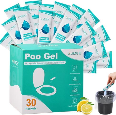 OUMEE 30 Packets Poo Gel for Portable Toilet, Camping Toilet Powder for Potty Bags, Eco Absorbent Gel, Portable Toilet Gel Packets for Outdoor Recreation Camping Supplies in Saudi Arabia