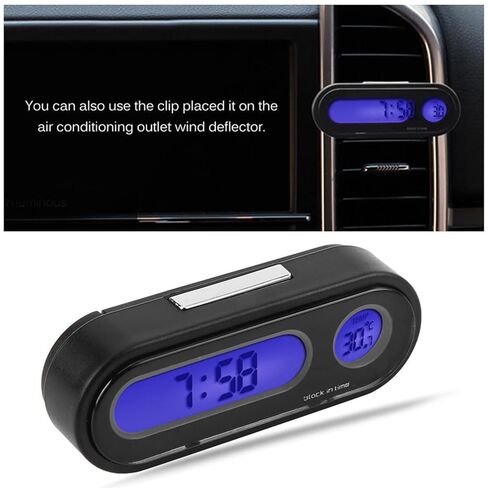 Jeffergarden Universal Digital Clock and Temperature Gauge, Large LCD Screen for Car and Office Use, Exquisite Fashion Design, with Blue LED Backlight, 2 in 1 Multifunction Thermometer, Great in Kuwait