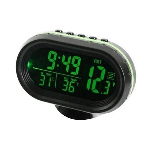 Yinhing 3 in Car Digital Clock DC 12V LED Lighted Auto Temperature Gauge Voltmeter Voltage Tester with Snooze Function (Green) in Kuwait