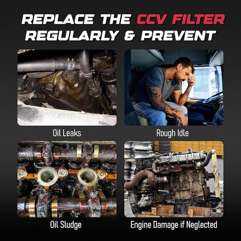 استبدال فلتر تهوية علبة كرنك المحرك CCV بواسطة إشعال AA - يستبدل 904-7904، CV50617، CV50634 - متوافق مع Freightliner، International، Kenworth، Peterbilt، فولفو - Cummins ISM، ISX in Kuwait