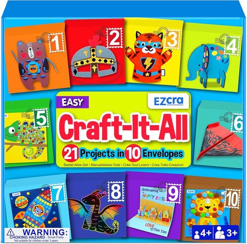 EZCRA Craft Kits for Kids Ages 4-8 – 21 Projects in 1 Craft Box for Kids – All Inclusive No Mess Arts and Crafts Kit, Educational Activity Box for Boys & Girls in Kuwait