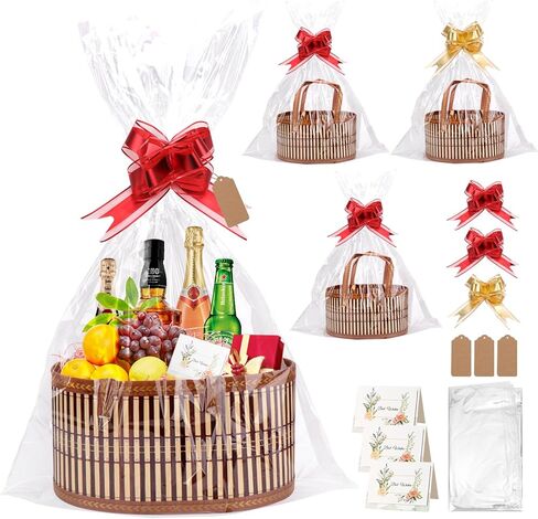 Dreamtop 3 Set Baskets for Gifts Empty, Woven Bamboo Gift Basket Empty Large with Handles, Sturdy Gift Basket Kit Empty to Fill for Christmas Birthday Baby Shower Wedding Gift in Kuwait
