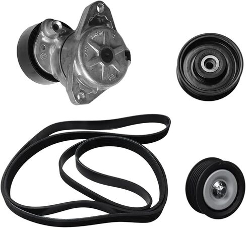 Engine Drive Belt Tensioner Assembly & 2 Idler Pulleys & Belt Compatible for Benz M272 M273 2722000270+1419+1019+6Pk2404 in Kuwait
