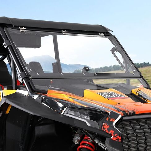 KEMIMOTO 2024-2026 XP 1000 2 في 1 زجاج أمامي قابل للطي، مشبك أنابيب مطور جديد، زجاج أمامي كامل مناسب للسقف من البولي كربونات 300X أقوى من الزجاج متوافق مع 2024/2025+ Polaris RZR XP 1000/4 in Kuwait