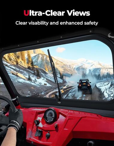 الزجاج الأمامي من KEMIMOTO متوافق مع Polaris RZR 570/800/XP 900 2008-2014، زجاج أمامي كامل بإطار من الألومنيوم وممسحة يدوية، شفاف للغاية لتحمل الرياح القوية in Kuwait