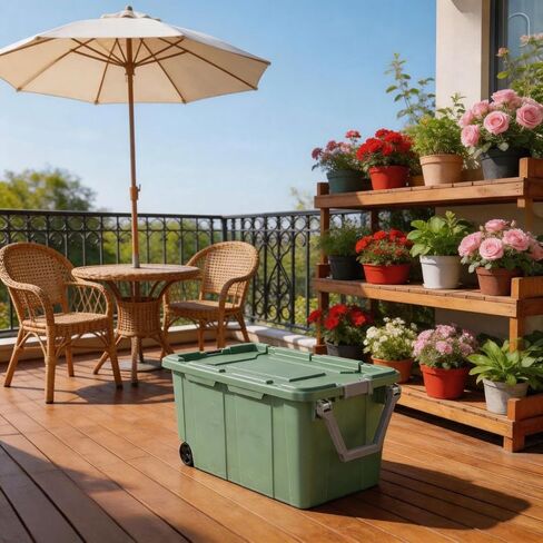 40-gallon plastic storage boxes with snap-on lids and handles, light green, 2-pack in Kuwait