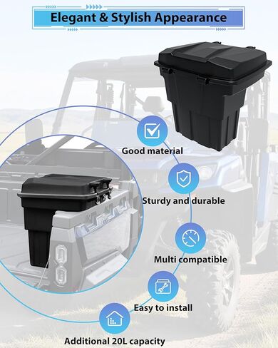Rear Cargo Box for CFMOTO UFORCE 1000/1000 XL 2019-2025 Accessories, 20L Double Layer Removable Rear Bed Storage Box Tool Box Waterproof Poly Storage Bin in Kuwait