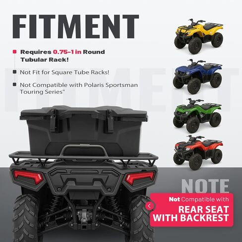 40L Storage Box Compatible with Grizzly 660 700 90 YFM700 KODIAK 700 450 Polaris Kawasaki Fourtrax Rear Rack Cargo Box 0.75"-1" Round Tubular Rack Replace For 2883258 in Kuwait