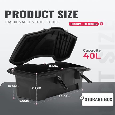 40L Storage Box Compatible with Grizzly 660 700 90 YFM700 KODIAK 700 450 Polaris Kawasaki Fourtrax Rear Rack Cargo Box 0.75"-1" Round Tubular Rack Replace For 2883258 in Kuwait