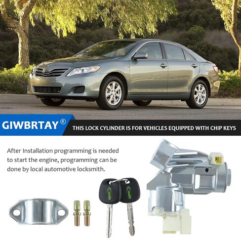 مجموعة مفاتيح أسطوانة قفل الإشعال 2 مفاتيح رقاقة لـ 2007-2011 Toyota Camry، Tundra 2007-2010، Tacoma 2005-2010، Sequoia 2008-2010، Highlander 2008-2010 W/Bolts PN:69057-04030، 45020-22-16 in Kuwait