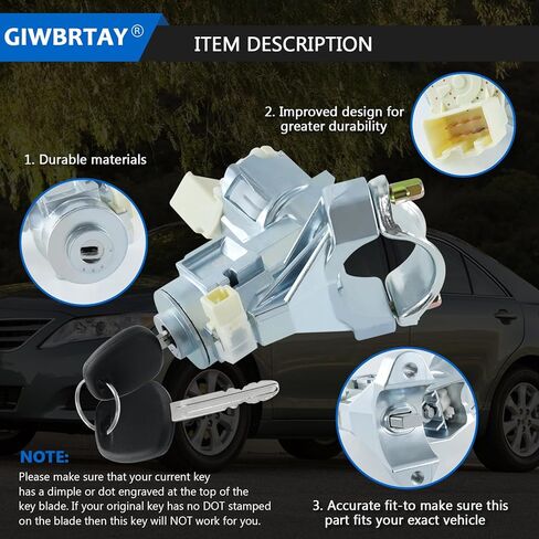 مجموعة مفاتيح أسطوانة قفل الإشعال 2 مفاتيح رقاقة لـ 2007-2011 Toyota Camry، Tundra 2007-2010، Tacoma 2005-2010، Sequoia 2008-2010، Highlander 2008-2010 W/Bolts PN:69057-04030، 45020-22-16 in Kuwait