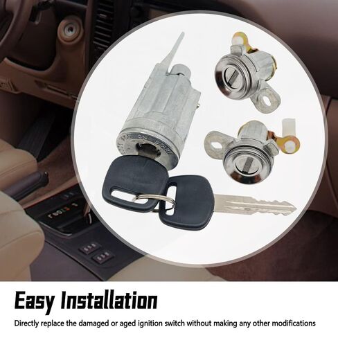 Ignition Switch Fit for Toyota Land Cruiser FJ80 FZJ80 HDJ80 HZJ80 1991-1998, Ignition Cylinder＆Key Set Replace 69051-60050 69052-60050, Right Left Door Lock in Kuwait