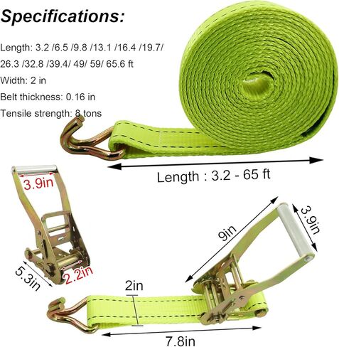 Heavy-Duty Retractable Ratchet Strap for Secure Cargo Transport in Trucks and Trailers(L - 65.6') in Kuwait