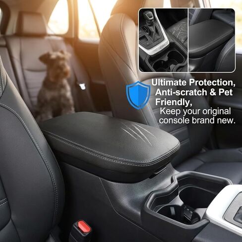 غطاء وحدة التحكم المركزية لملحقات Toyota RAV4 2019-2024 2025، واقي مسند ذراع من جلد البولي يوريثان الفاخر، غطاء وحدة تحكم مقاوم للماء وواقي من الخدش، ترقيات داخلية من الجيل الخامس RAV4، أسود in Kuwait