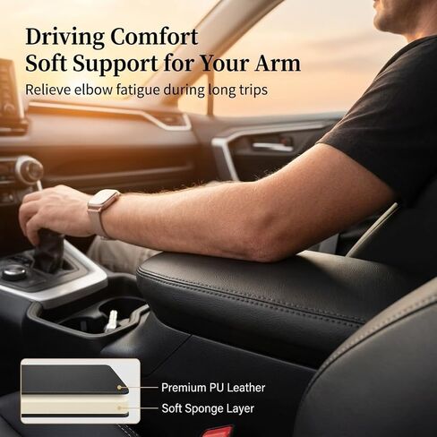 غطاء وحدة التحكم المركزية لملحقات Toyota RAV4 2019-2024 2025، واقي مسند ذراع من جلد البولي يوريثان الفاخر، غطاء وحدة تحكم مقاوم للماء وواقي من الخدش، ترقيات داخلية من الجيل الخامس RAV4، أسود in Kuwait