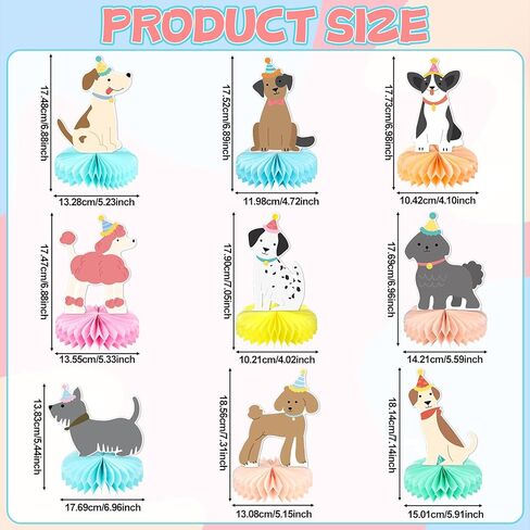9pcs Retro Dog Honeycomb Centerpieces Puppy Dog Party Decorations Tabletop Centerpiece Vintage Dogs Centerpieces Table Decors for Puppy Birthday Baby Shower Party Supplies Table Toppers Ornaments in Kuwait