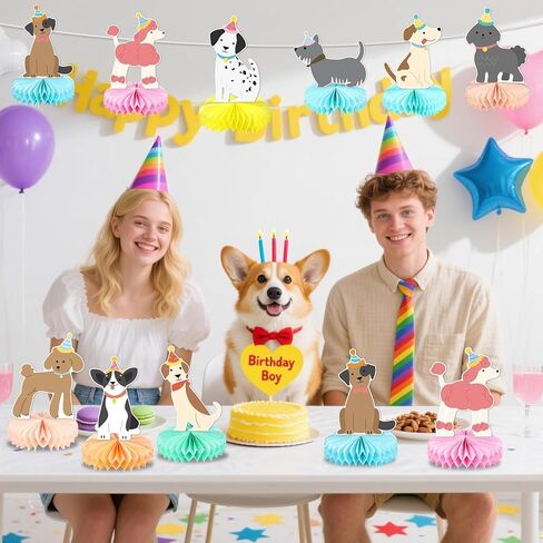 9pcs Retro Dog Honeycomb Centerpieces Puppy Dog Party Decorations Tabletop Centerpiece Vintage Dogs Centerpieces Table Decors for Puppy Birthday Baby Shower Party Supplies Table Toppers Ornaments in Kuwait