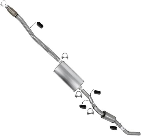 Exhaust Extension Pipe Muffler Tail Pipe System Kit Compatible with Chevy Silverado 1500 2014-2018 4.3L | Stainless Steel | Northeastern Exhaust | Includes Clamps & Hangers in Kuwait