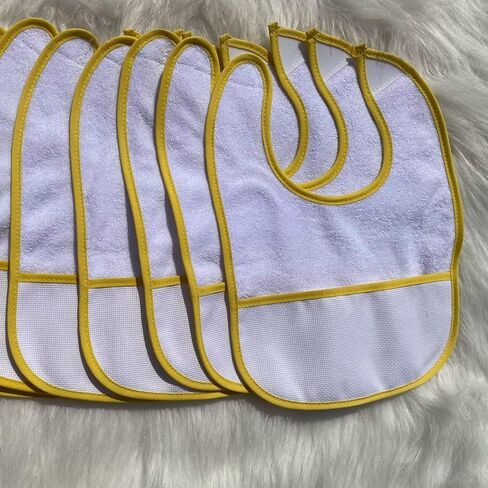 5pcs yellow color edged blank cotton 16count aida fabric pocketed, towel fabric bib to do cross stitch,cotton blank cross stitch bib in Kuwait