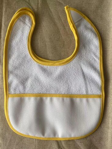 5pcs yellow color edged blank cotton 16count aida fabric pocketed, towel fabric bib to do cross stitch,cotton blank cross stitch bib in Kuwait