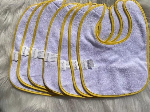 5pcs yellow color edged blank cotton 16count aida fabric pocketed, towel fabric bib to do cross stitch,cotton blank cross stitch bib in Kuwait