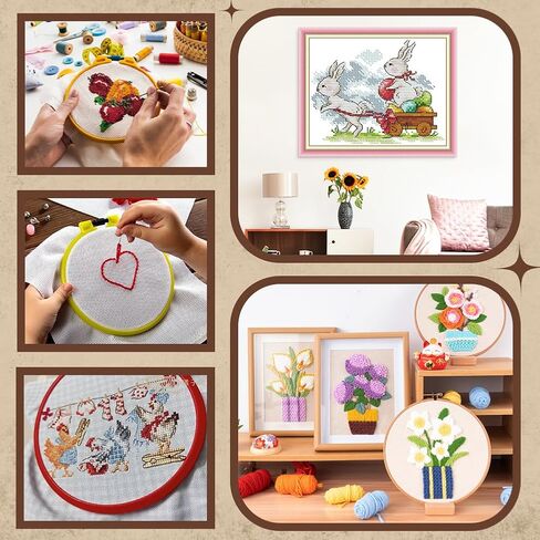 arricraft 7 قطع 14 عدد عبر غرزة النسيج، متعدد الألوان مستطيل عبر غرزة النسيج التطريز الفراغات التطريز DIY بها بنفسك لوازم الخياطة اليدوية لوازم 12x15.75 بوصة in Kuwait