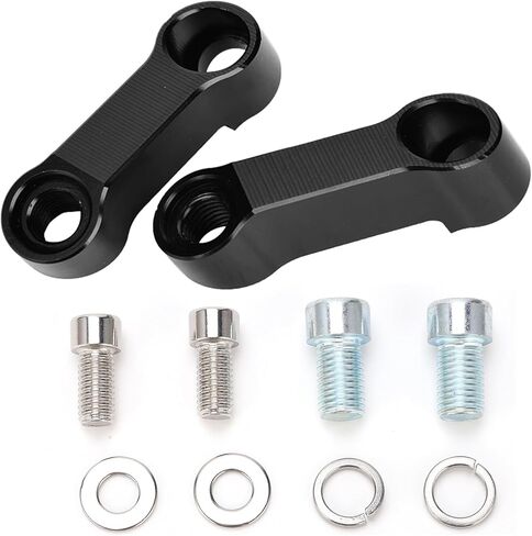 Motorcycle Rearview Mirror Adapter Kit, Aluminum Alloy, 10mm 8mm, Adjustable Extension Riser Mount Extender, Black in Kuwait