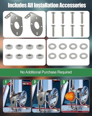 Stainless Steel Watermelon Light Bracket for Semi Truck, 12 Gauge 304 Angled Mirror Turn Signal Mount with Polished Finish, 2 Pack in Kuwait