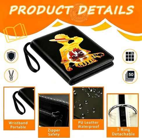 9 Pocket 3 Ring Trading Card Binder for MTG&TCG&Pokemon Card, with 50 Page Top Loading Card Sleeves, Can Hold 900 Card, Zipper Closure, Waterproof PU Leather Card Album for Standard size cards. in Saudi Arabia