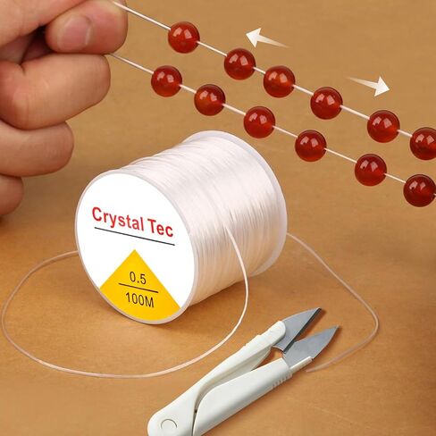 Elastic String Cord for Bracelet Making, 0.5mm Clear Crystal Stretchy String, 328Feet for Bracelets, Jewelry Making and Clay Seed Stone Beads Beading for Adults (100M, 0.5MM) in Kuwait