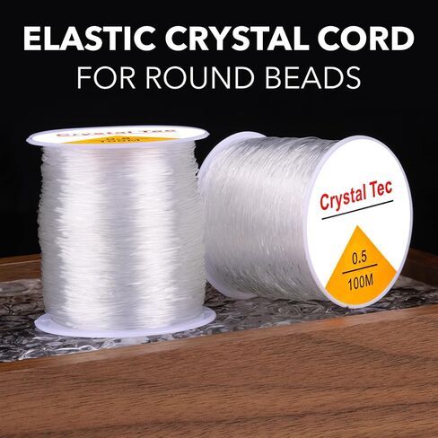 Elastic String Cord for Bracelet Making, 0.5mm Clear Crystal Stretchy String, 328Feet for Bracelets, Jewelry Making and Clay Seed Stone Beads Beading for Adults (100M, 0.5MM) in Kuwait
