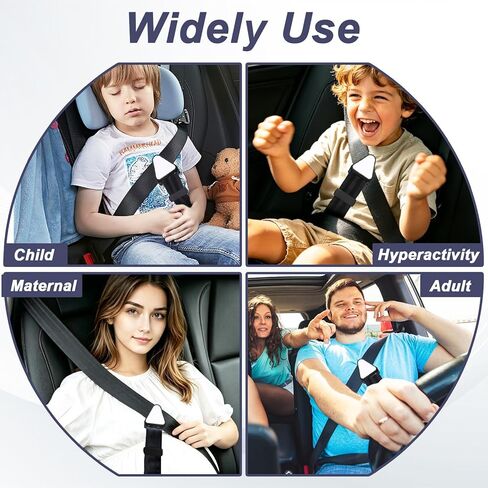 1 PC Car Adjustable Seat Belt Anti-Strangulation Strap with Simple Limiters for Travel, School and Family Trips (Black) in Kuwait