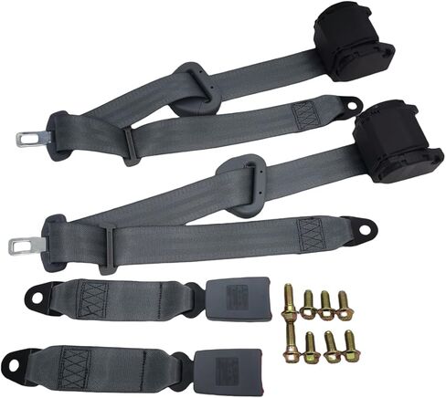 2 Pack 3 pt Pads Adjustable Retractable Straps Cover Universal Replacement Set for Golf Cart Go Kart,Club Golf Cart,Minivan Van,SUV,UTV, VR,Pickup,Truck Gray in Kuwait
