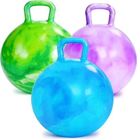 YongnKids 3 Pcs Bouncy Ball,Ride On Toys Balls for Kid 3 4-8, 22inch Hopper Ball with Handle & Air Pump for Boys Girls,Inflatable Clouds Bouncing Jumping Toy for Sport Indoor Outdoor Activties in Saudi Arabia