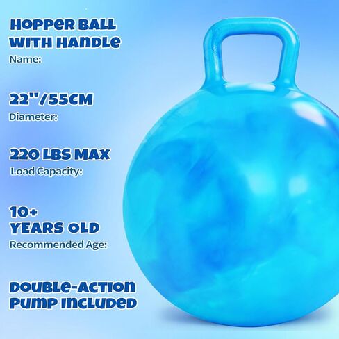YongnKids 3 Pcs Bouncy Ball,Ride On Toys Balls for Kid 3 4-8, 22inch Hopper Ball with Handle & Air Pump for Boys Girls,Inflatable Clouds Bouncing Jumping Toy for Sport Indoor Outdoor Activties in Saudi Arabia