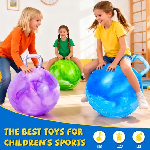 YongnKids 3 Pcs Bouncy Ball,Ride On Toys Balls for Kid 3 4-8, 22inch Hopper Ball with Handle & Air Pump for Boys Girls,Inflatable Clouds Bouncing Jumping Toy for Sport Indoor Outdoor Activties in Saudi Arabia
