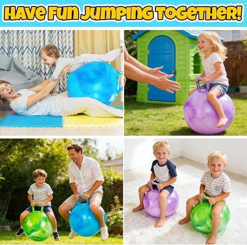 YongnKids 3 Pcs Bouncy Ball,Ride On Toys Balls for Kid 3 4-8, 22inch Hopper Ball with Handle & Air Pump for Boys Girls,Inflatable Clouds Bouncing Jumping Toy for Sport Indoor Outdoor Activties in Saudi Arabia
