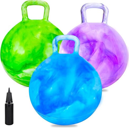 YongnKids 3 Pcs Bouncy Ball,Ride On Toys Balls for Kid 3 4-8, 22inch Hopper Ball with Handle & Air Pump for Boys Girls,Inflatable Clouds Bouncing Jumping Toy for Sport Indoor Outdoor Activties in Saudi Arabia