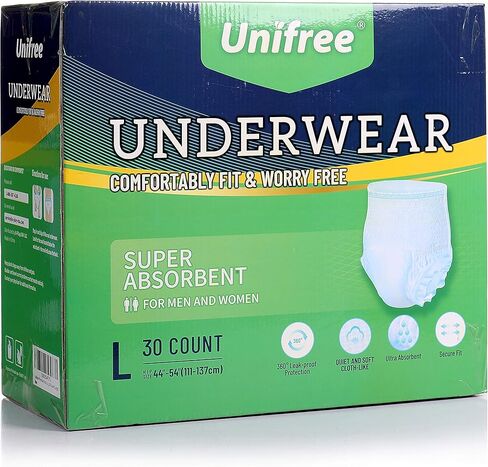 Unifree Premium Incontinence Underwear, Disposable, Maximum Absorbency, 30 Count (X-Large) in Saudi Arabia